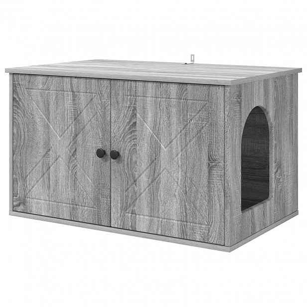 vidaXL Kočičí dům Šedý Sonoma 85 x 55 x 50,5 cm Kompozitní dřevo