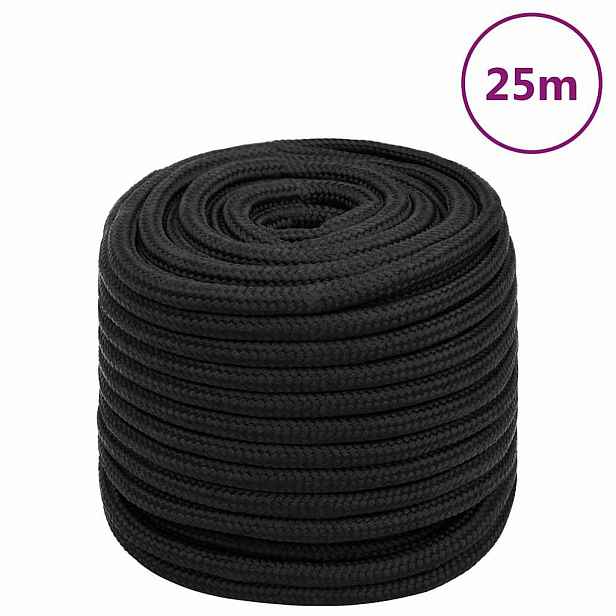 vidaXL Lodní lano celočerné 18 mm 25 m polypropylen