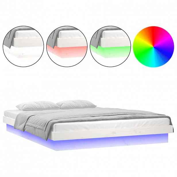 vidaXL Rám postele s LED bílý 120 x 190 cm Small Double masivní dřevo
