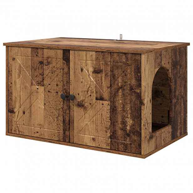 vidaXL Kočičí dům Staré dřevo 85 x 55 x 50,5 cm Kompozitní dřevo