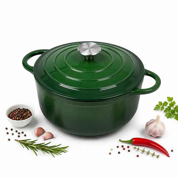 Hrnec 5,9L Smaltovaný Smalt s Víkem Indukce Trouba Plyn 28 cm