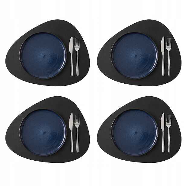 4x Kožená Podložka Na Stůl Podložka Baltan Home Tear M 30x35 cm černá
