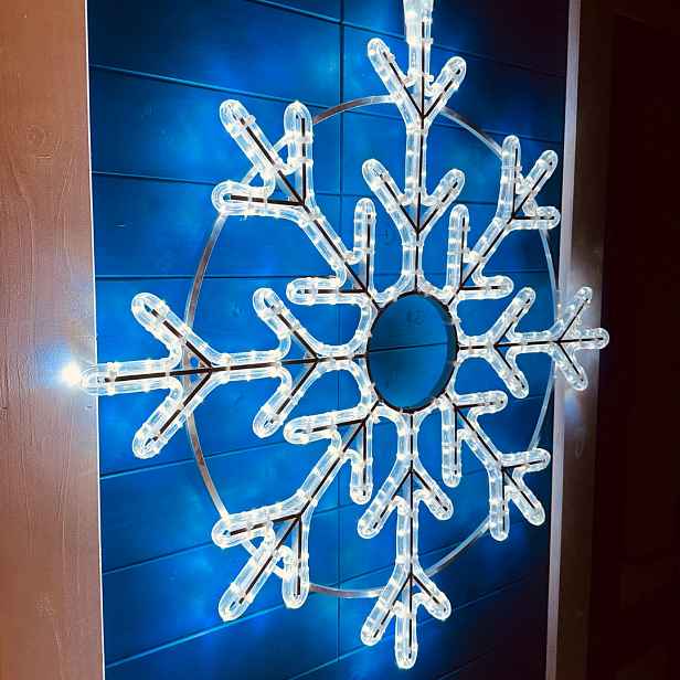 Easy Fix 2D LED světelná vločka X, 85 × 85 cm, ledově bílá, závěsný