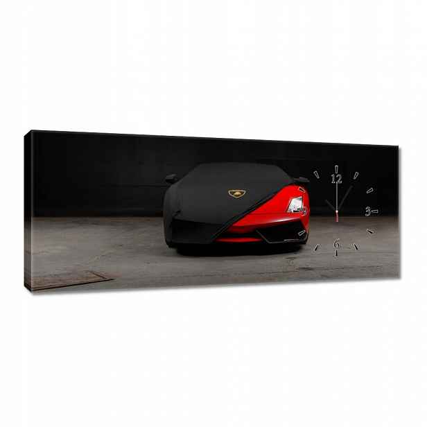 Nástěnné hodiny 100x40 Červené auto