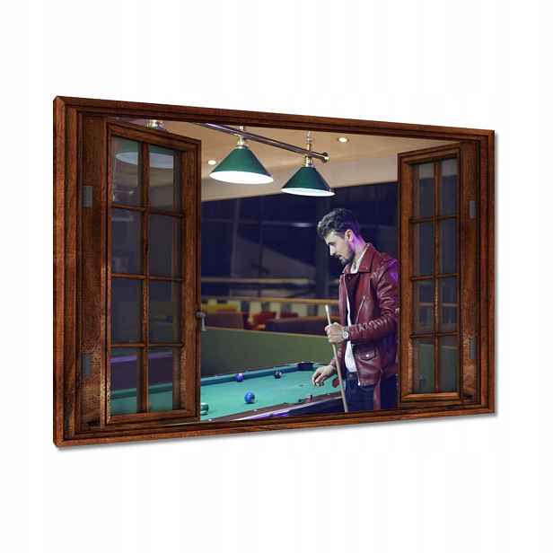 Obrazy 90x60 Kulečník Hra Stůl Bílé Tyče