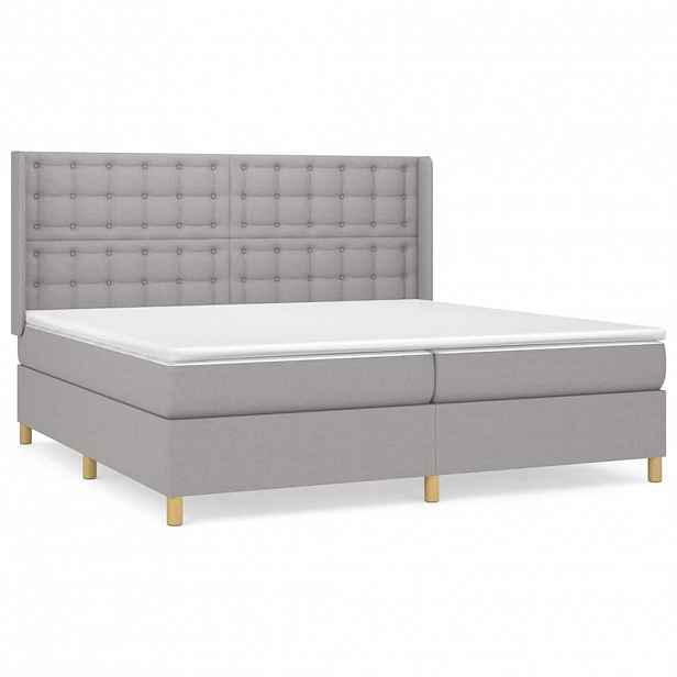 vidaXL Box spring postel s matrací světle šedá 200 x 200 cm textil