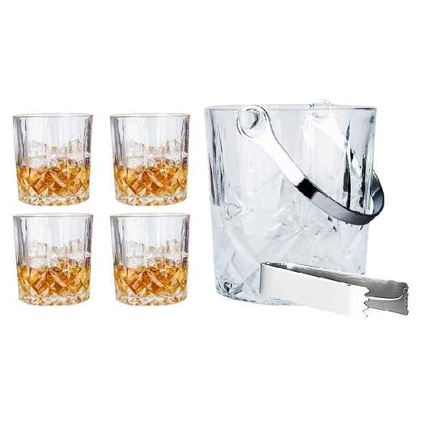 HIT Whiskey set 4 sklenice s kbelíkem na led a kleště HT-22180718