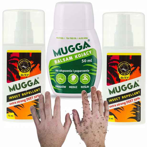 Mugga Deet 50% proti komárům klíšťatům Sada 2 x sprej přípravek 75 ml balzám