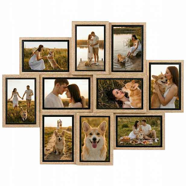Multirámeček 10 Fotografií 10X15 CM Mdf Béžový 58,5X46,5 CM Horizontální