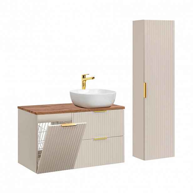 Petits-meubles KOUPELNOVÝ NÁBYTEK 100.8cm Adriel 2er-Set Kašmír a dřevo
