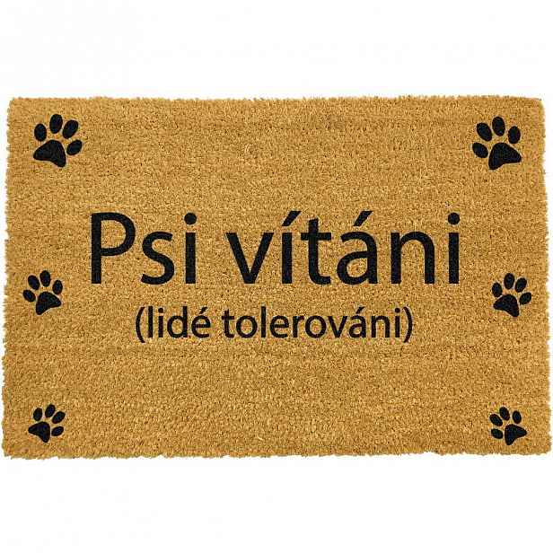 Rohožka z přírodního kokosového vlákna Artsy Doormats Psi vítáni, 40 x 60 cm