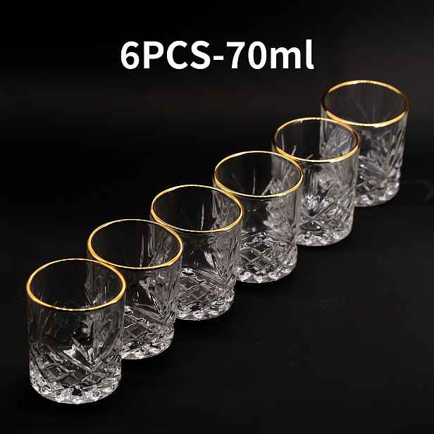 TEMU 6 ks, Mini sklenice na ve tvaru pšeničné stépy, 70ml skleničky na whiskey, kreativní zlaté lemování, speciální sklenice na vodka a tequila,