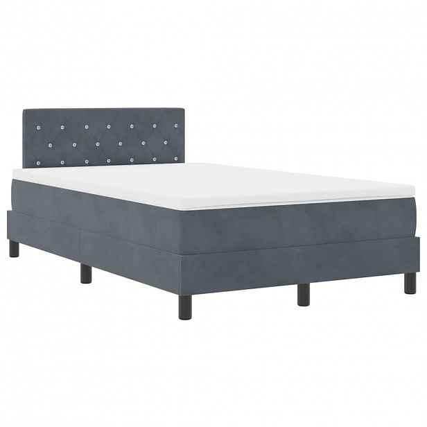 vidaXL LED box pružinová postel s čelo Tmavě šedá 120 x 190 cm samet