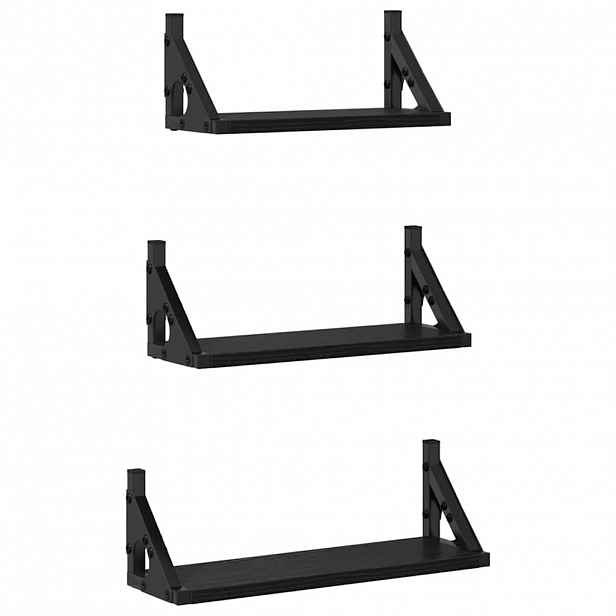 vidaXL Nástěnná polička 3 ks Černý dub 37 x 12 x 13 cm