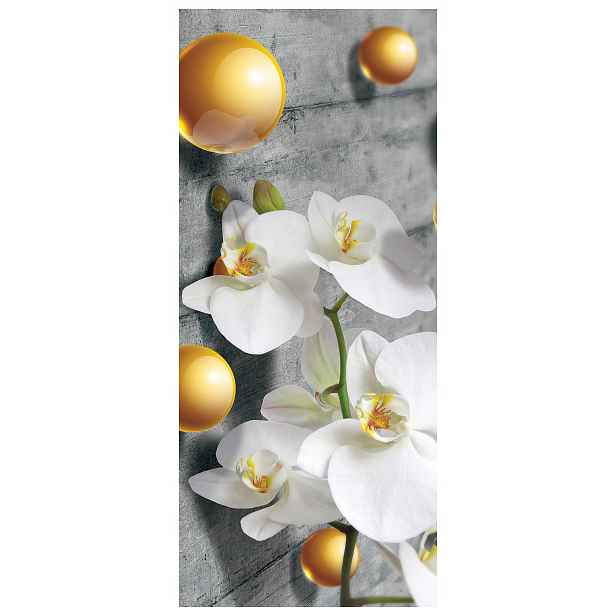 Vliesová fototapeta Bílé orchideje Zlaté sféry Elegance 91x211 lepidlo