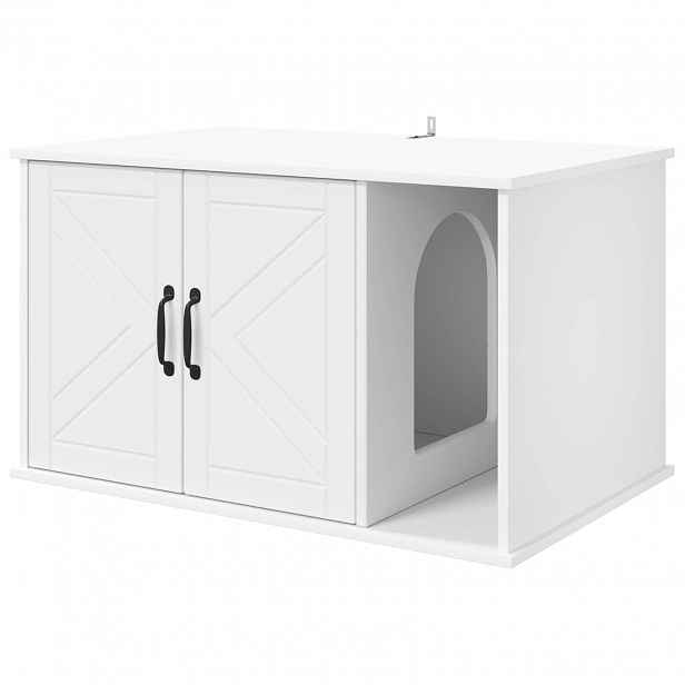 vidaXL Kočičí dům Bílá 85 x 55 x 50,5 cm Kompozitní dřevo