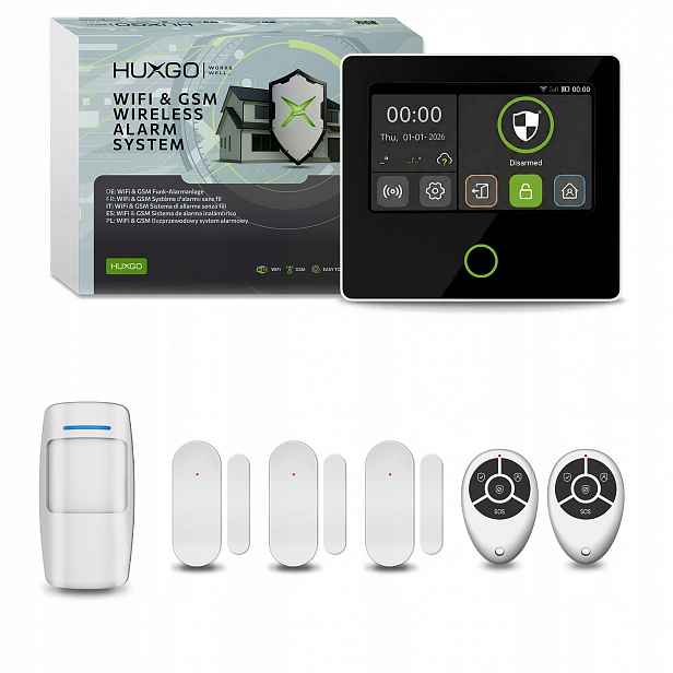 Bezdrátový alarm WiFi Gsm 4G s aplikací Tuya, Huxgo HXA502 4G B
