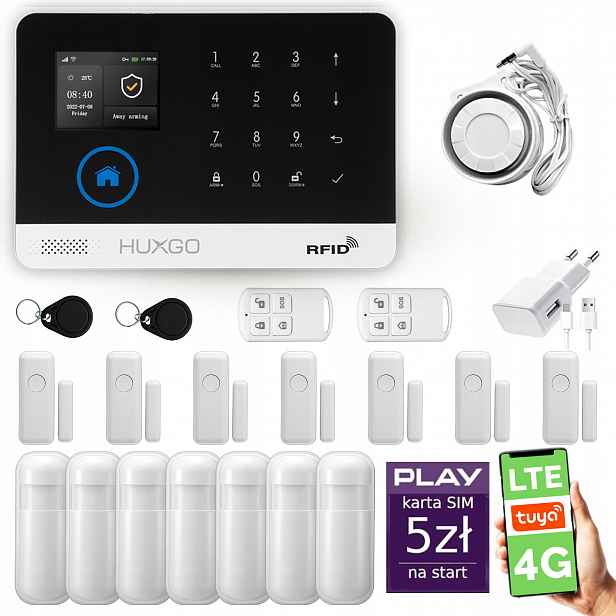 Bezdrátový alarm WiFi Gsm 4G, Tuya, sada alarmu Huxgo HXA003 R7D7