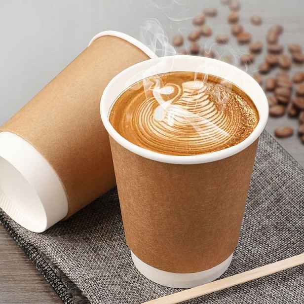 Papírové kelímky na kávu dvoustěnné kraft 350 ml PapCafe 400 ks Bez Sup