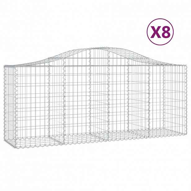 vidaXL Klenuté gabionové koše 8 ks 200x50x80/100 cm pozinkované železo