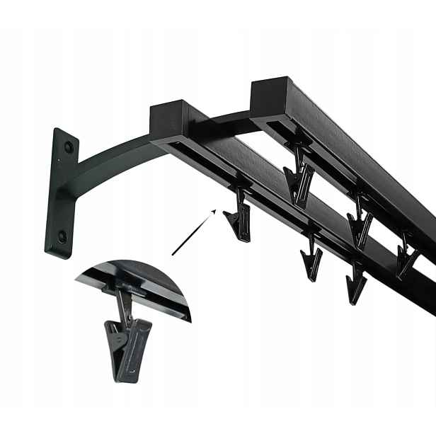 Garnýž Kolejnicový Apartmánový Alu kvadro černý s žabkami 20+20 mm 150 cm