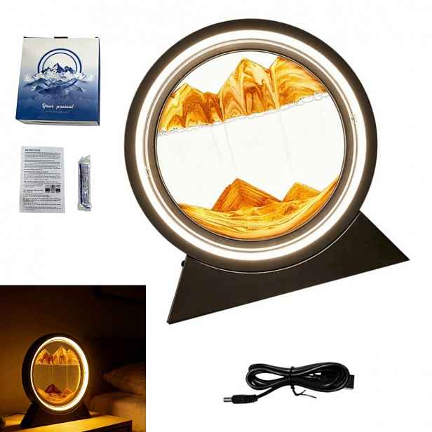 Pískový Obraz Rotující Led Noční 3D Efekt