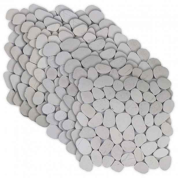 vidaXL Kameninové dlaždice Bílá 30 x 30 cm Říční oblázky
