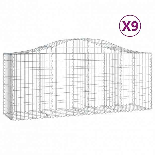 vidaXL Klenuté gabionové koše 9 ks 200x50x80/100 cm pozinkované železo