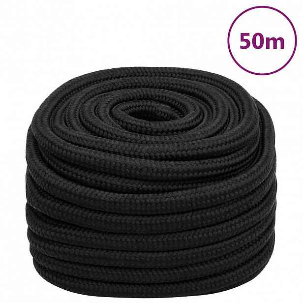 vidaXL Lodní lano celočerné 20 mm 50 m polypropylen