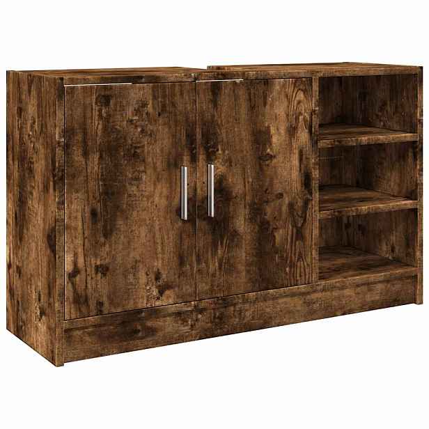 vidaXL Skříňka pod umyvadlo kouřový dub 90x29x55 cm kompozitní dřevo