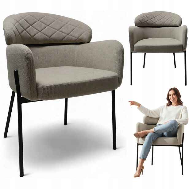Křeslo Detroit Béžová Curio Moderní křeslo Obývací pokoj Kuchyně Loft Glamour
