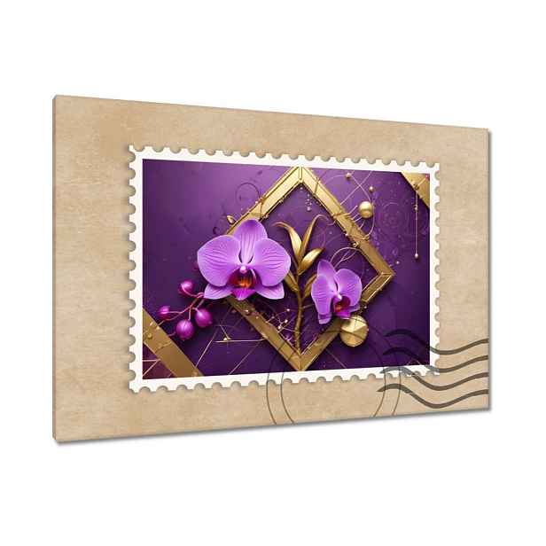 Obrazy 90x60 Fialové orchideje a zlato