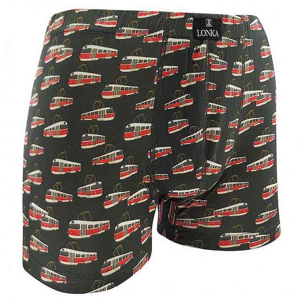 Boxerky Lonka pánské obrázkové KEVIN tramvaje vel. 3XL