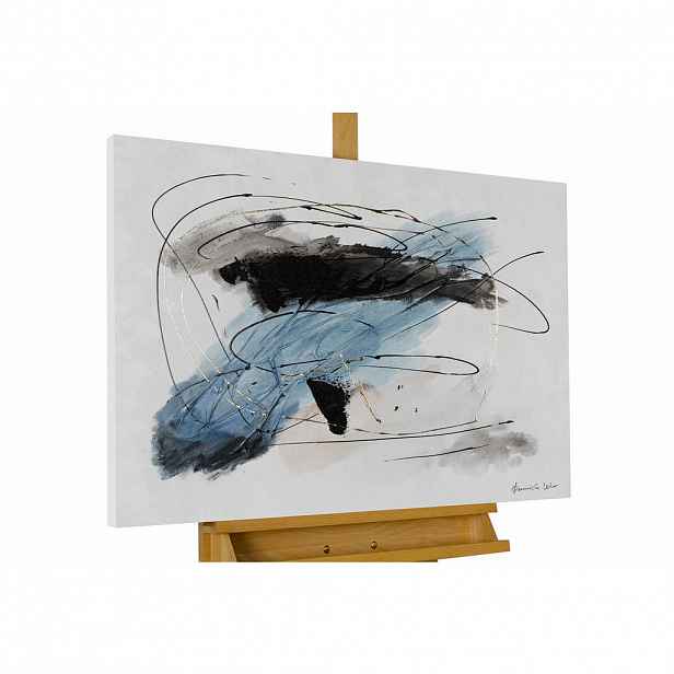 KUNSTLOFT RUČNĚ MALOVANÝ AKRYLOVÝ OBRAZ ČERNÝ/ZLATÝ, 100/75 CM