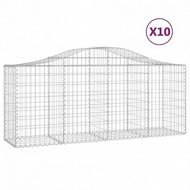 vidaXL Klenuté gabionové koše 10ks 200x50x80/100 cm pozinkované železo