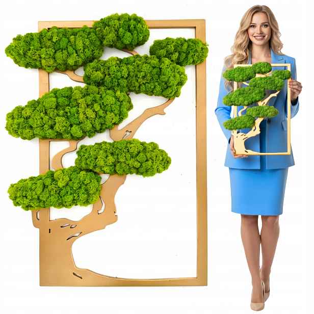 Obraz Z Mechu mech chrobotek Živý Stromek Bonsai na zeď Ozdoba Dekorace