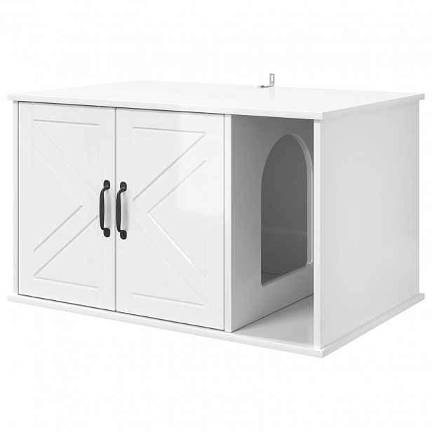 vidaXL Kočičí dům Lesklá Bílá 85 x 55 x 50,5 cm Kompozitní dřevo