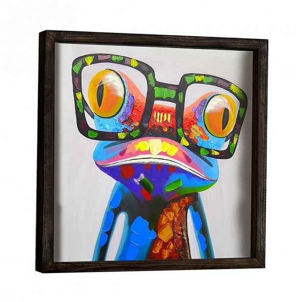 Dekorativní zarámovaný obraz Frog, 34 x 34 cm