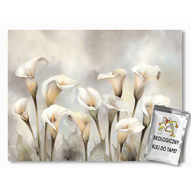 Fototapeta Flizelina Květy Bílé Lilie Kalie Béžová Bílá Boho 254x184 130g