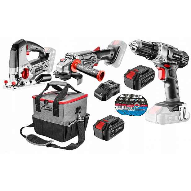 Graphite Sada Elektrického Nářadí Energy+ 18V 2X 4AH Bruska Taška Kotouče