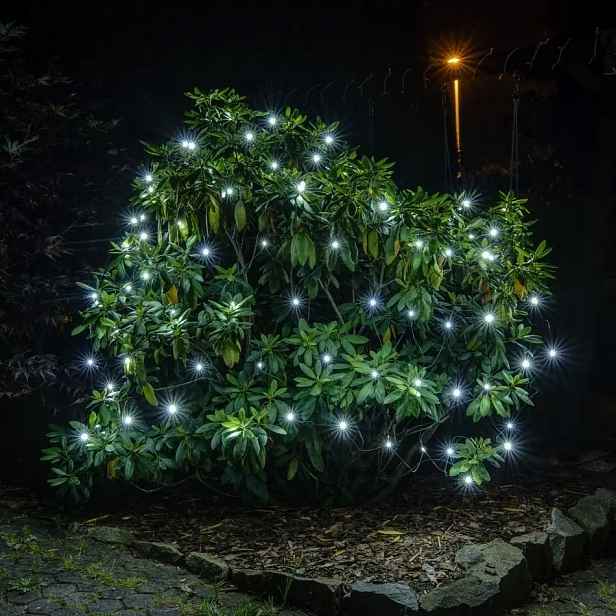 Hobby Line LED světelná síť, 200 × 150 cm, ledově bílá, 90 diod, tmavě zelený kabel, IP44, prodlužovací