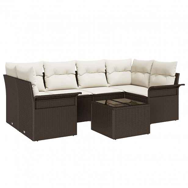 vidaXL Sada zahradních pohovek 7 pcs 6-Seater Hnědá a krémová