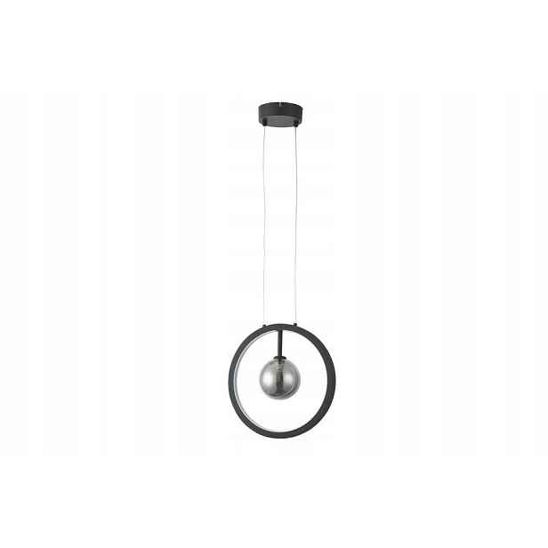 Závěsná lampa černá Ring, skleněná kulička, Led 12W G9, Omaha, Reality