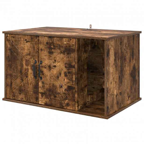 vidaXL Kočičí dům Kouřový dub 85 x 55 x 50,5 cm Kompozitní dřevo