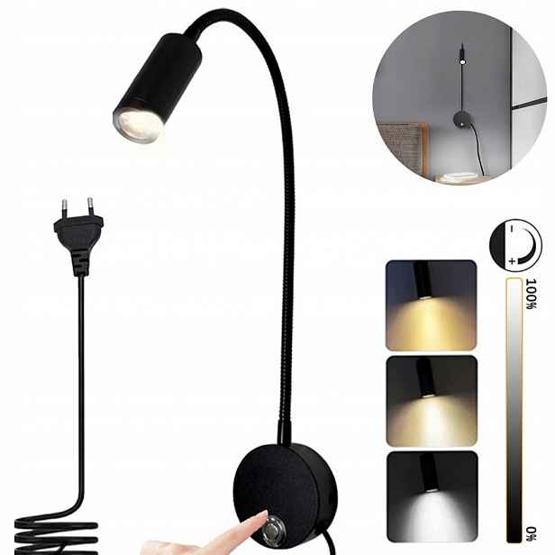 Led Nástěnná Lampa Na Čtení 3V3, Barevná Teplota Usb