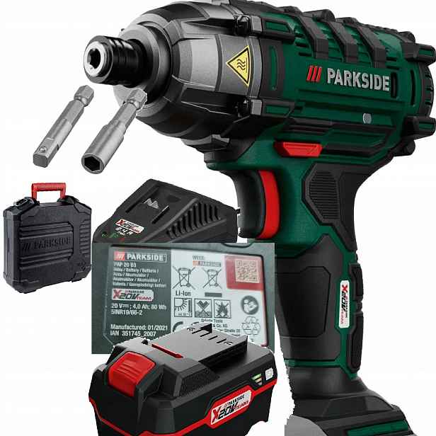 Příklepový klíč Parkside aku šroubovák 180Nm Parkside akumulátor 4Ah 20V Kufr