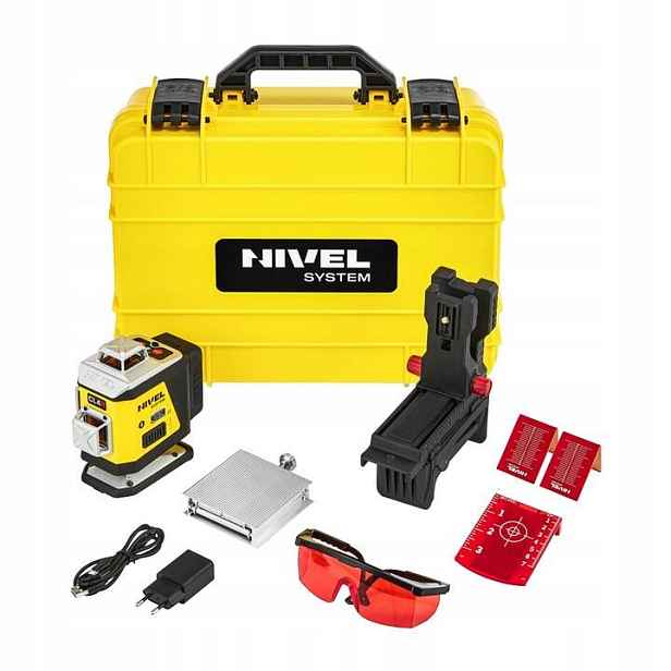 Stavební Křížový Laser 4-PLOŠNÝ Červený Paprsek Nivel System CL4R