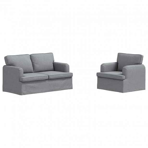 vidaXL Set pohovek 2 ks Světle šedá textil
