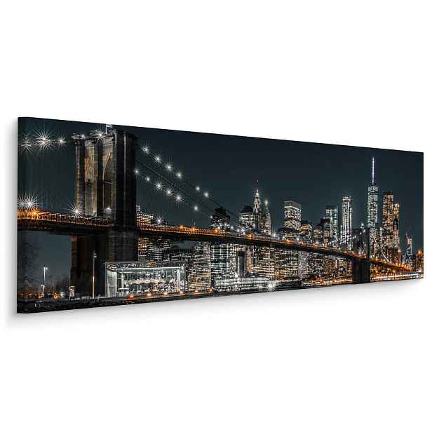Muralo OBRAZ NA PLÁTNĚ New York při Noci Architektura 3D 145x45cm