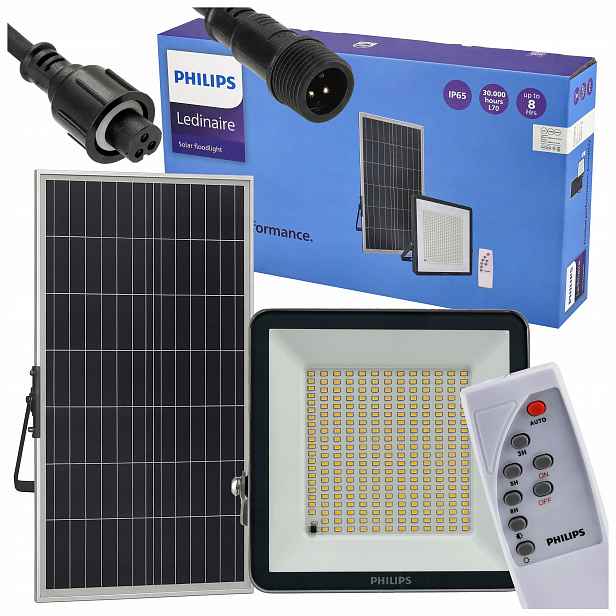 Solární Lampa Led lampa Philips se senzorem soumraku, pouliční dálkové ovládání 32W 3000K